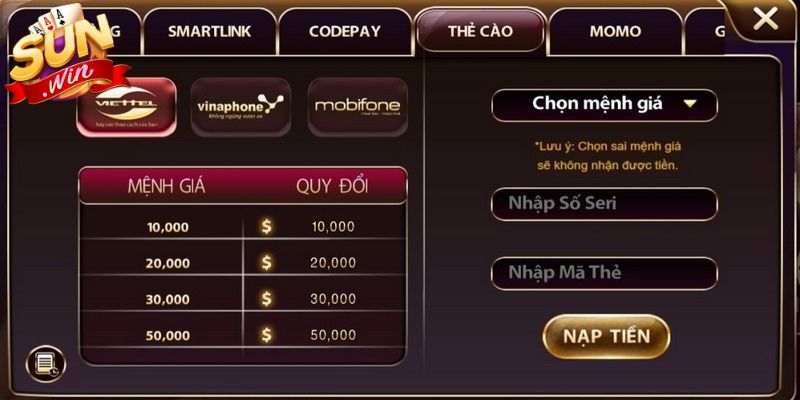 Lưu ý nạp tiền tại trang chủ Sunwin cho tất cả thành viên mới