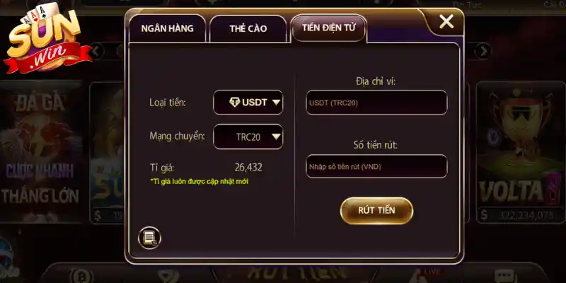 Chi tiết các bước để người chơi rút tiền Sunwin