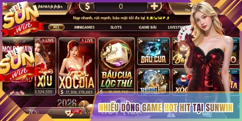 Nhiều dòng game hot hit tại Sunwin